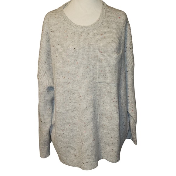 CJ Banks Sweaters - CJ Banks Womens 3X Gray Confetti Ribbed Knit Pocket Pullover Sweater